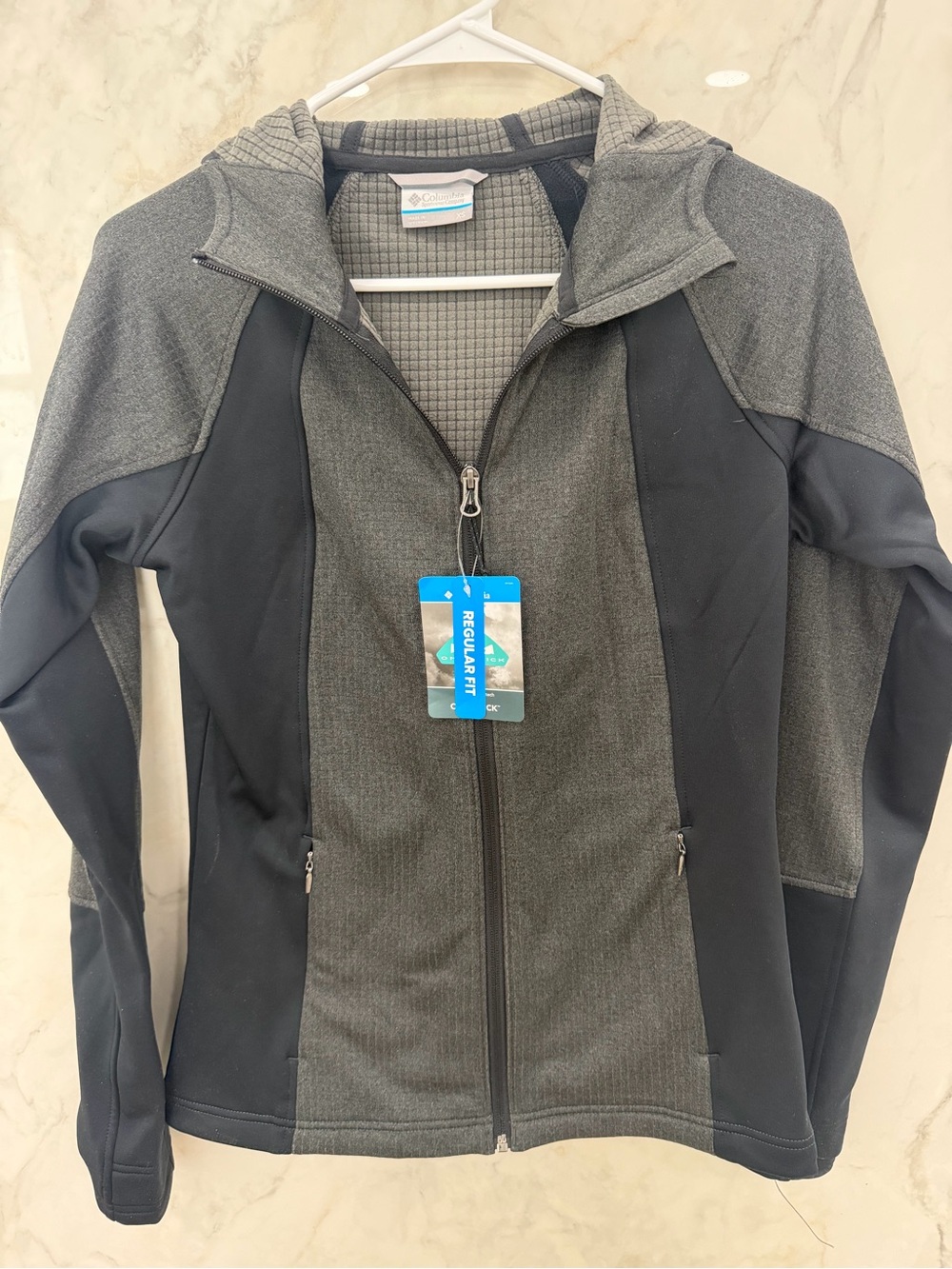 Columbia Women's Gray and Dark Gray Hooded Zip Jacket